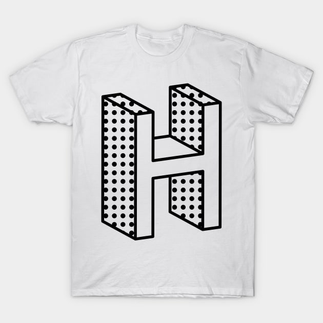 3D Ben Day Dot Isometric Letter H T-Shirt by murialbezanson